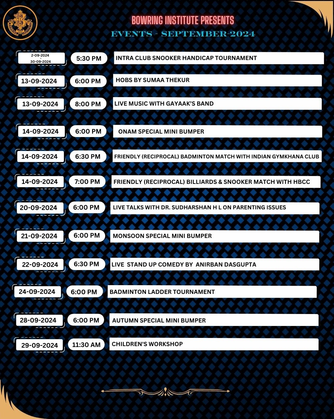 Events for the Month of September